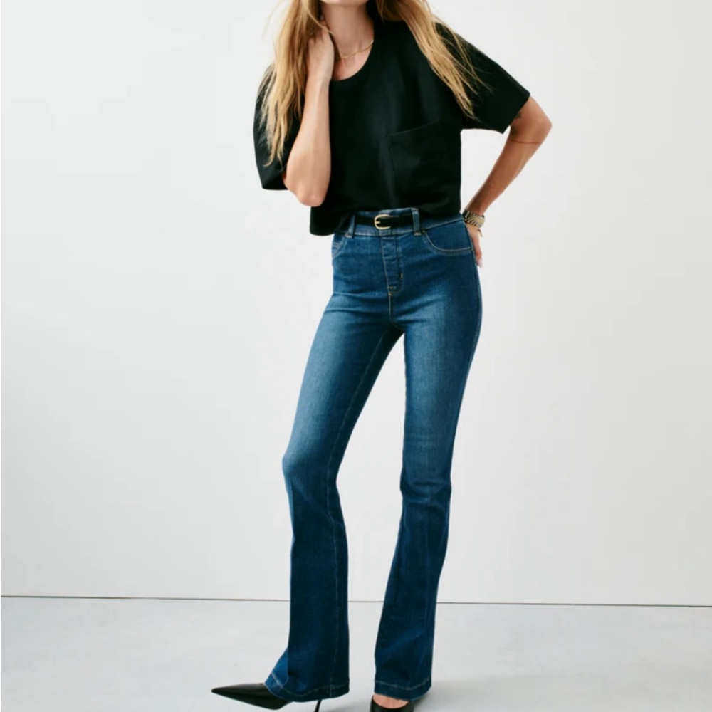Spanx Flare Jeans Size 2  Long. Dark wash.